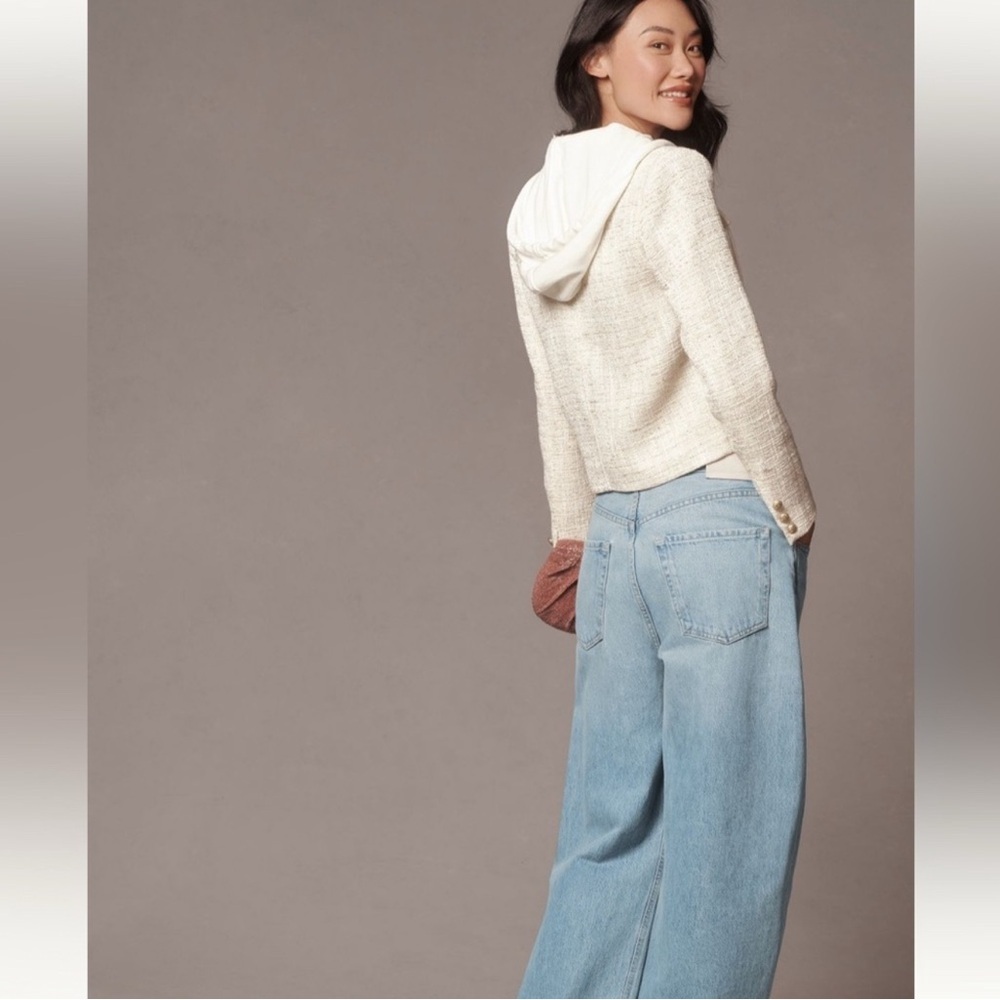 NEW By Anthropologie Tweed Patch Pocket Dickie Jacket Small - Picture 4 of 12
